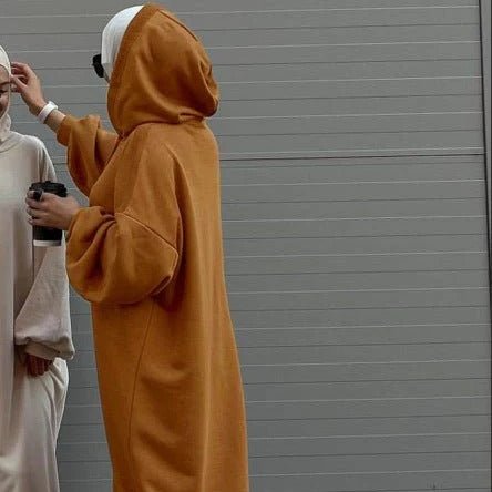 Hooded Sweatshirt Abaya | Hoodie Abaya With Pockets (MA125)