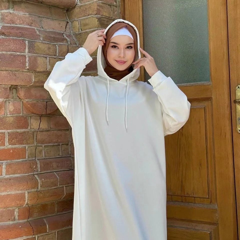 Hooded Sweatshirt Abaya | Hoodie Abaya With Pockets (MA125)