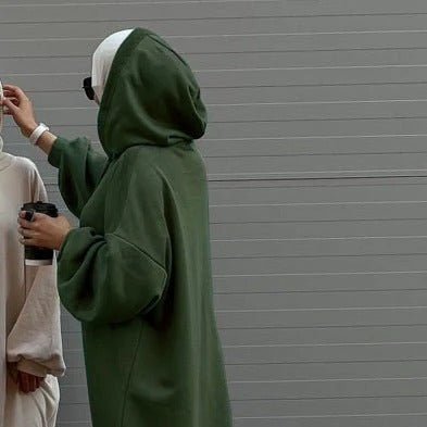 Hooded Sweatshirt Abaya | Hoodie Abaya With Pockets (MA125)