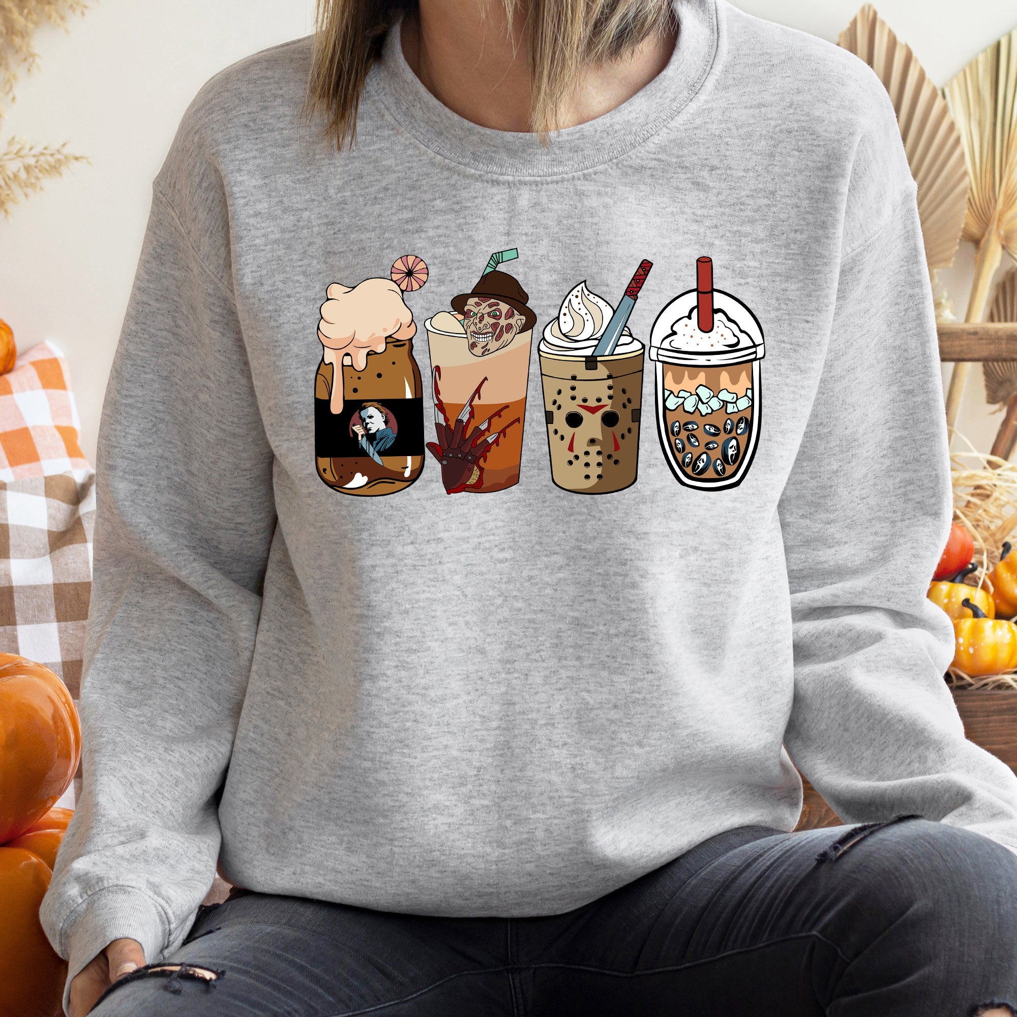 Horror Movie Coffee Halloween Sweatshirt