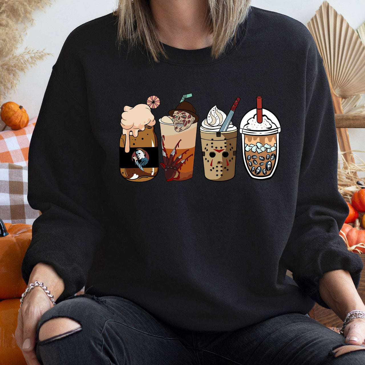 Horror Movie Coffee Halloween Sweatshirt
