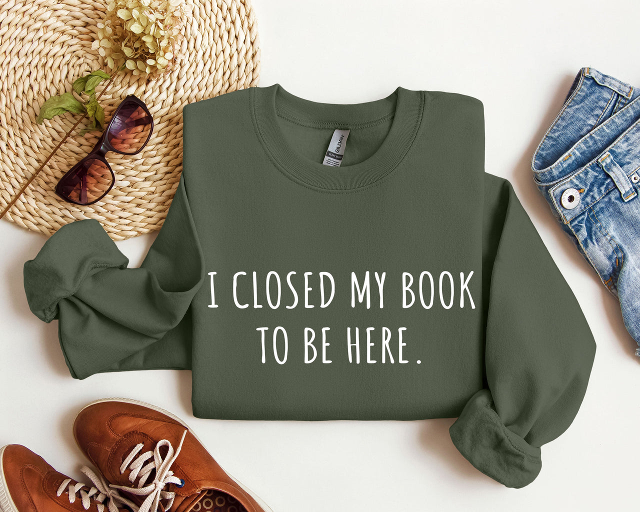 I Closed My Book To Be Here Classic Campus Edition Sarcastic Quote Cozy Sweatshirt