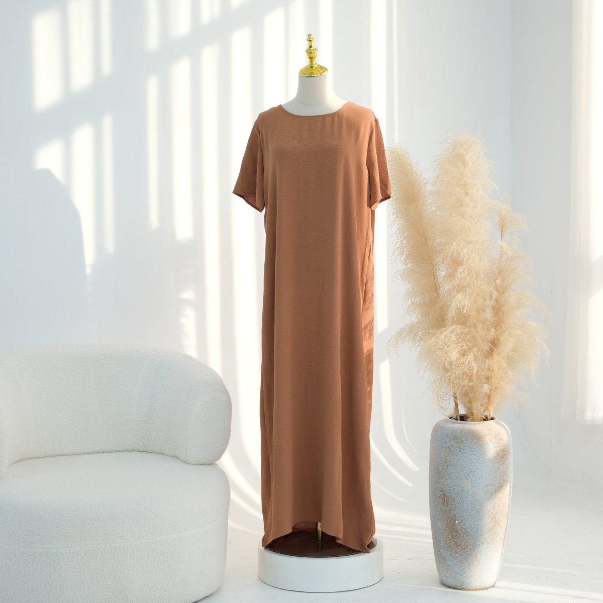 Ice Silk Crinkle Basic Dress(MA392)