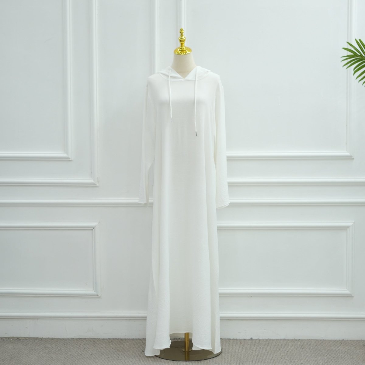 Ice Silk Crinkle Hooded Dress with Pockets(MA393)