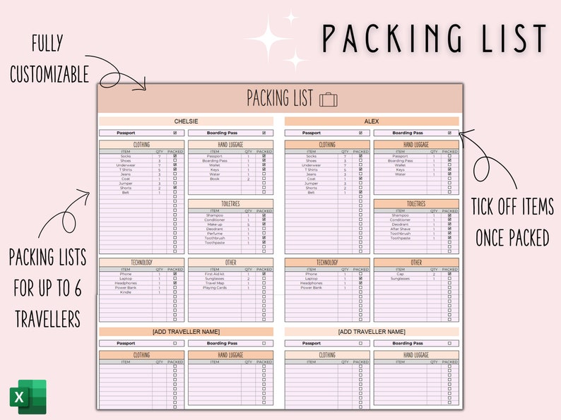 Travel Planner Digital Travel Planner for Travel Itinerary Digital Holiday Planner Holiday Itinerary Travel Organizer Travel Budget Excel