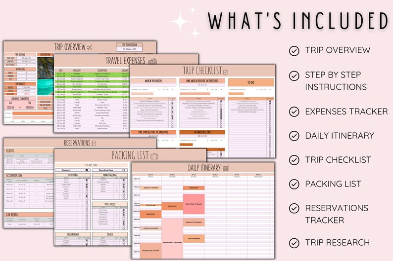 Travel Planner Digital Travel Planner for Travel Itinerary Digital Holiday Planner Holiday Travel Organizer Travel Budget Google Sheets