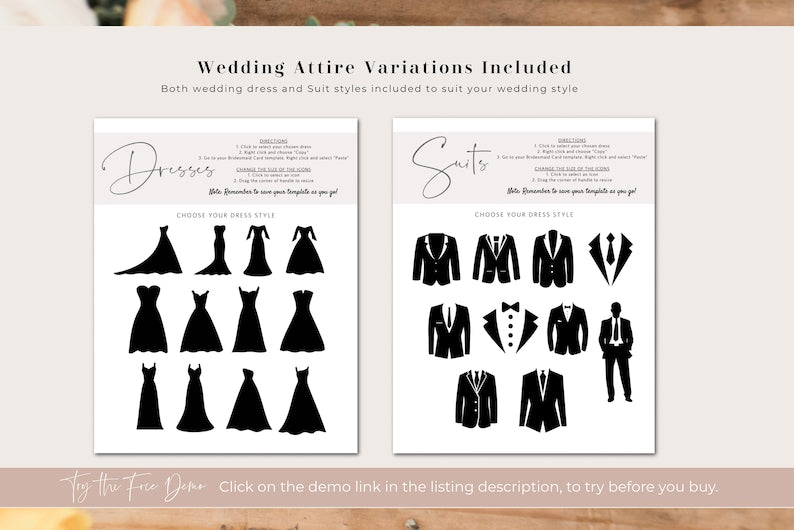 Editable Bridesmaid Information Card, Bridal Party Information Template, Bridal Proposal Card, Infographic, Edit with TEMPLETT, WLP-SIL 5252