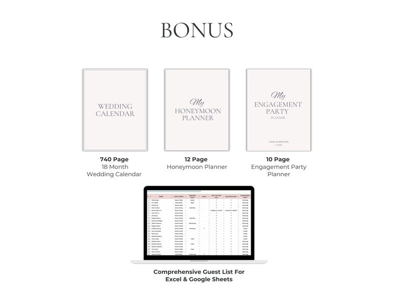 600 Page Canva Wedding Planner Template Bundle, Wedding Checklist, Engagement Party Binder,  Wedding Itinerary, Wedding Day Binder