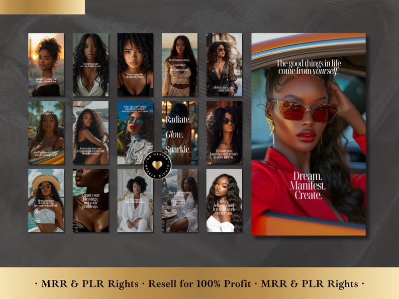 Luxury Melanin Instagram Stories: 50 Motivational Templates (MRR/PLR)