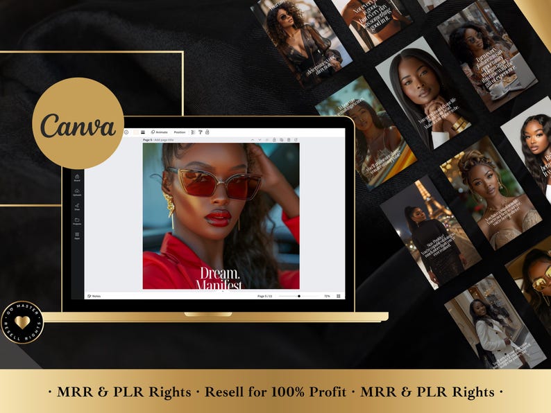Luxury Melanin Instagram Stories: 50 Motivational Templates (MRR/PLR)