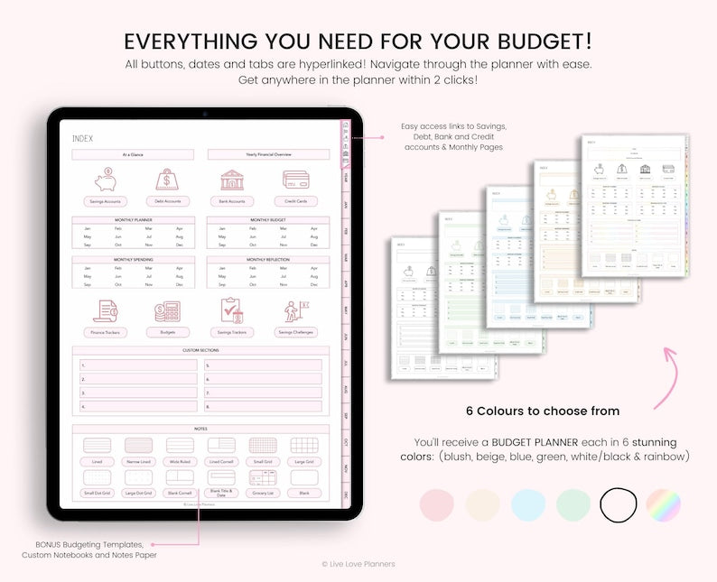 Digital Budget Planner: Finance Tracker, GoodNotes Compatible (Portrait) (PDF Download