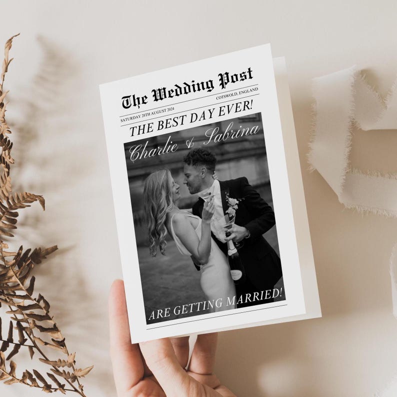 Folded Printable Wedding Newspaper Program Canva Template, Newlywed Times Newspaper Wedding Program, Infographic Ceremony Newspaper Schedule