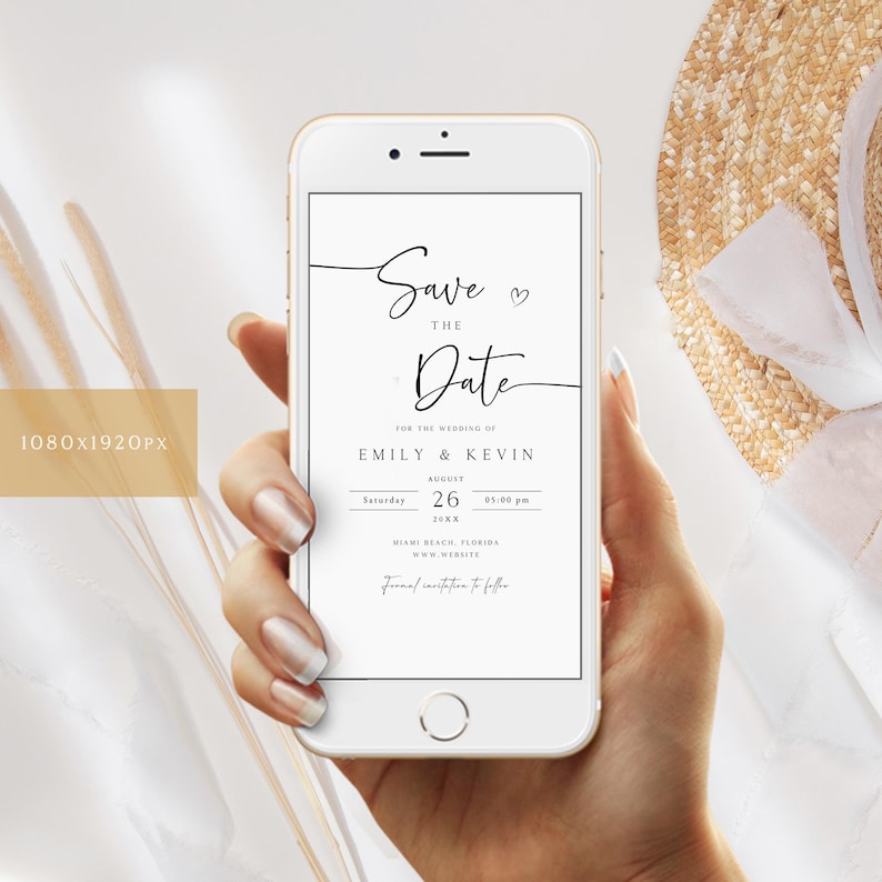 Electronic Save the Date, Minimalist Save The Date E-vite, Electronic Wedding Invitation, Save the Date for Phone, SD-59