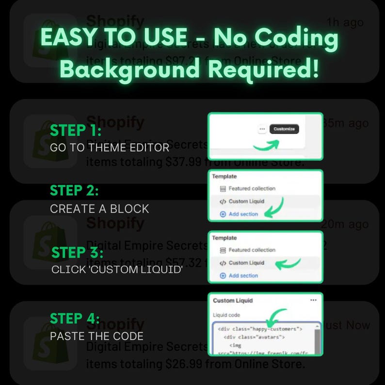 Shopify Liquid Codebook bundle - 220+ Customizable Website Codes PLR/MRR - All themes compatible - work for all templates (Digital Download)