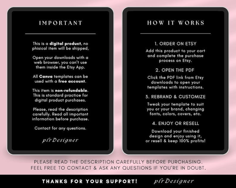 PLR Undated Digital Planner, Hyperlinked. Premium Design, Aesthetic Pink Pastels PLR Canva Template Resell Planner with Private Label Rights