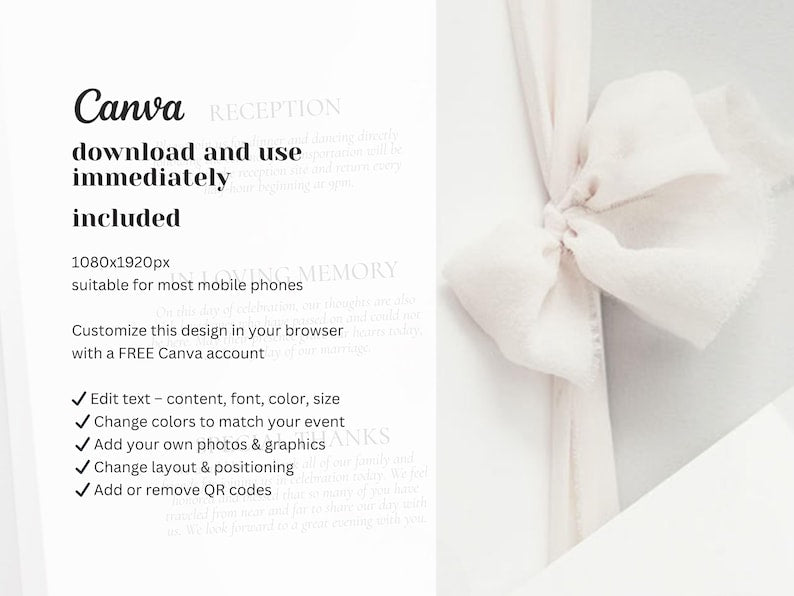 Electronic Wedding Reception Invitation Canva Template, Modern Evite, Digital Wedding Ceremony Reception Invite, Wedding Announcement
