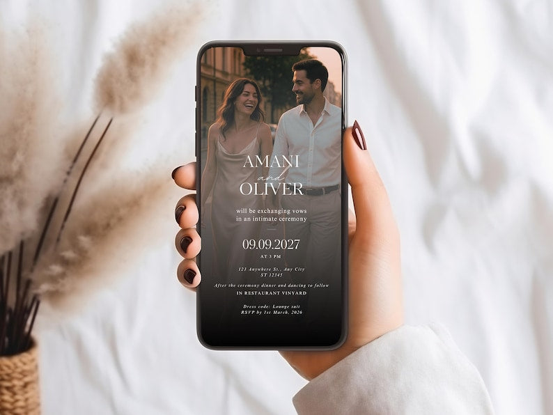Electronic Wedding Reception Invitation Canva Template, Modern Evite, Digital Wedding Ceremony Reception Invite, Wedding Announcement