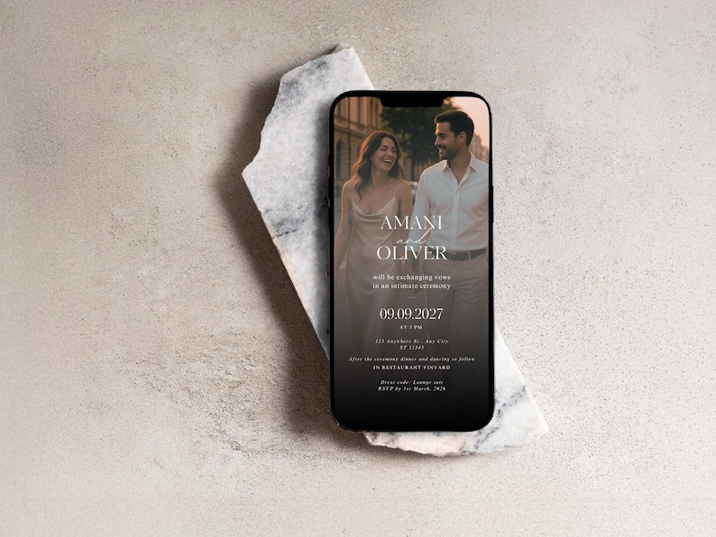 Electronic Wedding Reception Invitation Canva Template, Modern Evite, Digital Wedding Ceremony Reception Invite, Wedding Announcement