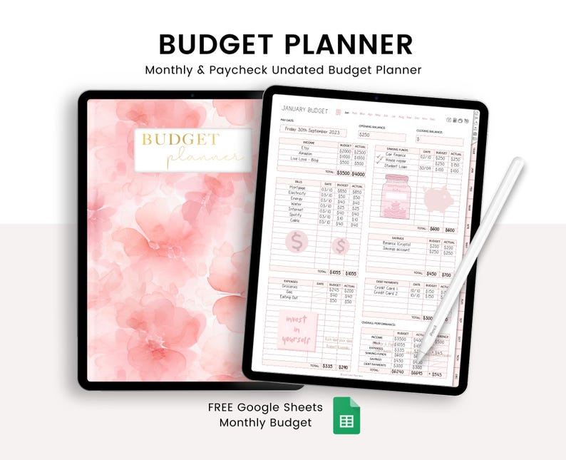 Digital Budget Planner: Finance Tracker, GoodNotes Compatible (Portrait) (PDF Download