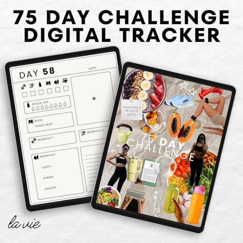 75 Day Challenge Tracker | Digital Planner for Self-Discipline, Fitness & Mental Toughness