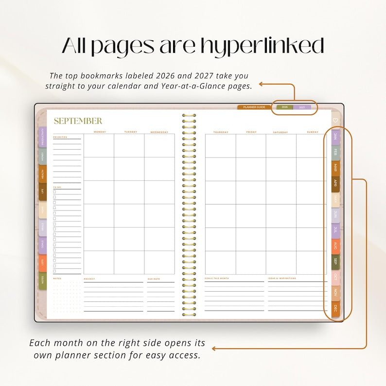 2026 Digital Planner | ADHD-Friendly Hyperlinked GoodNotes Planner | Goal, Budget, Health & Home Organizer | Undated Life Plan