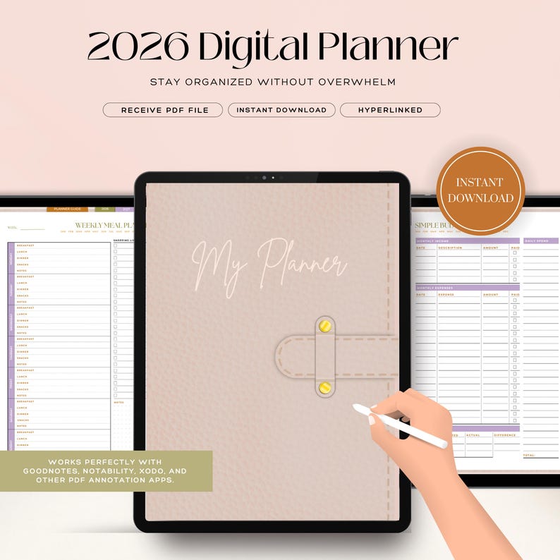 2026 Digital Planner | ADHD-Friendly Hyperlinked GoodNotes Planner | Goal, Budget, Health & Home Organizer | Undated Life Plan
