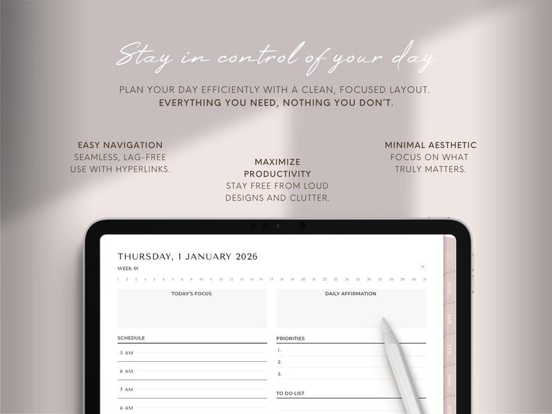 Simple Digital Planner | 2026 Planner | Minimalist Planner | Daily Planner, Weekly Planner, Monthly Planner, iPad Planner, GoodNotes Planner