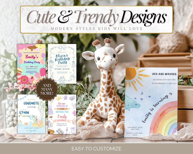 Digital Birthday Invitations Bundle | PLR & MRR Digital Product | 35 Canva Templates for Print on Demand and Digital Marketing