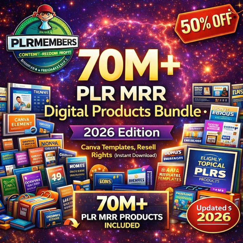 70M+ PLR MRR Digital Products Bundle | Resell Rights, Canva Templates (Instant Download)