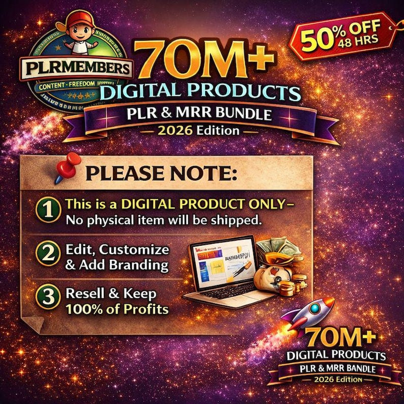 70M+ PLR MRR Digital Products Bundle | Resell Rights, Canva Templates (Instant Download)