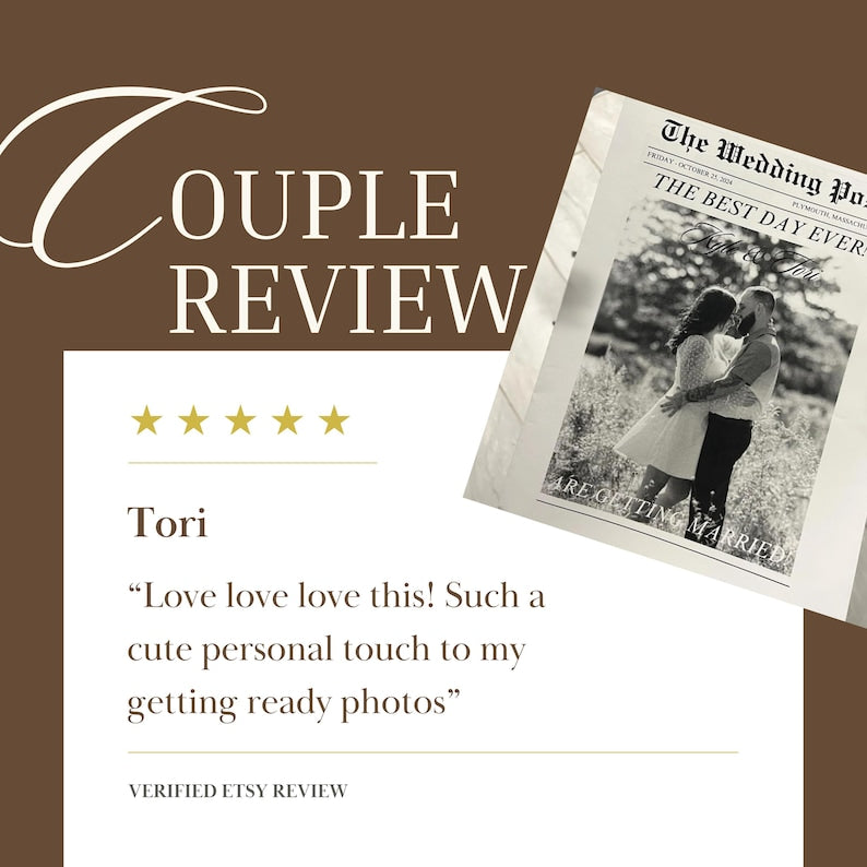 Folded Printable Wedding Newspaper Program Canva Template, Newlywed Times Newspaper Wedding Program, Infographic Ceremony Newspaper Schedule