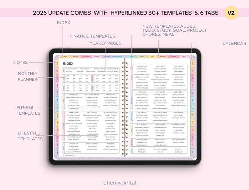 All-in-One Digital Planner 2026, 2027, 2028 Digital Planner, Digital Journal, Digital Goodnotes Template, Weekly, Daily Planner, Notability