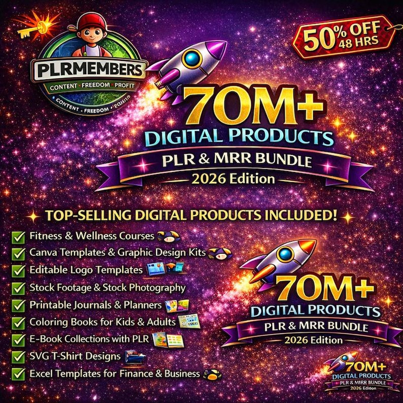 70M+ PLR MRR Digital Products Bundle | Resell Rights, Canva Templates (Instant Download)