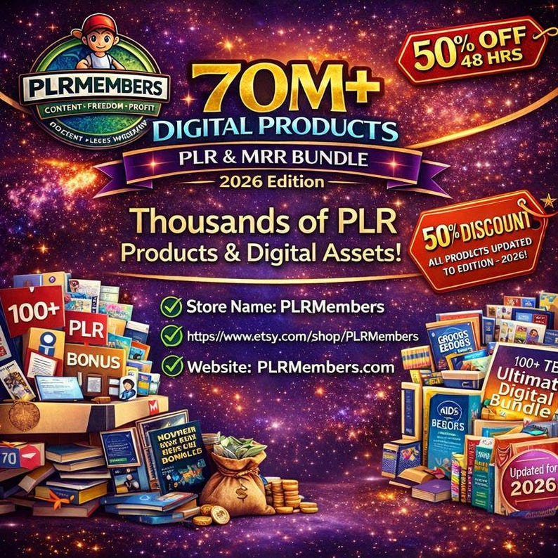 70M+ PLR MRR Digital Products Bundle | Resell Rights, Canva Templates (Instant Download)