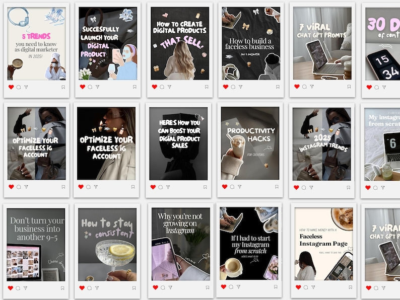 400+ Faceless Instagram Carousel Templates Canva | Aesthetic IG & TikTok Slides | PLR MRR Digital Product to Resell