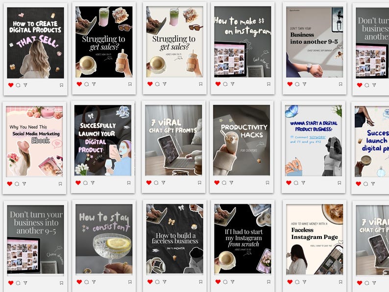400+ Faceless Instagram Carousel Templates Canva | Aesthetic IG & TikTok Slides | PLR MRR Digital Product to Resell