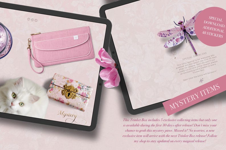 Digital Sticker Bundle Jane Austen Trinket Box | Realistic Goodnotes Stickers Regency Era | Feminine Journaling Kit PNG