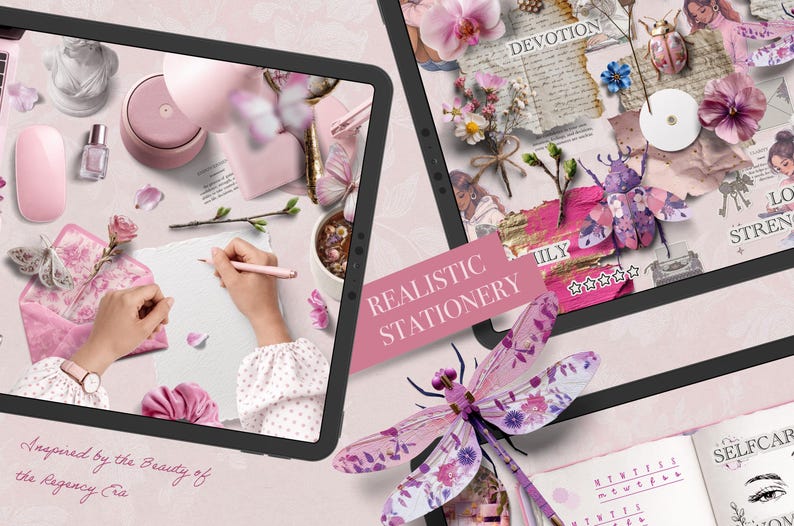 Digital Sticker Bundle Jane Austen Trinket Box | Realistic Goodnotes Stickers Regency Era | Feminine Journaling Kit PNG