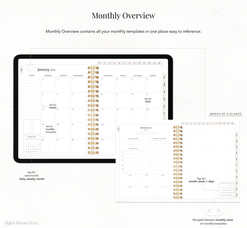 2026 Ultimate Digital Planner | Monthly, Weekly, Daily Planner, iPad Planner, Hyperlinked Digital Planner, Goodnotes Planner, Notability