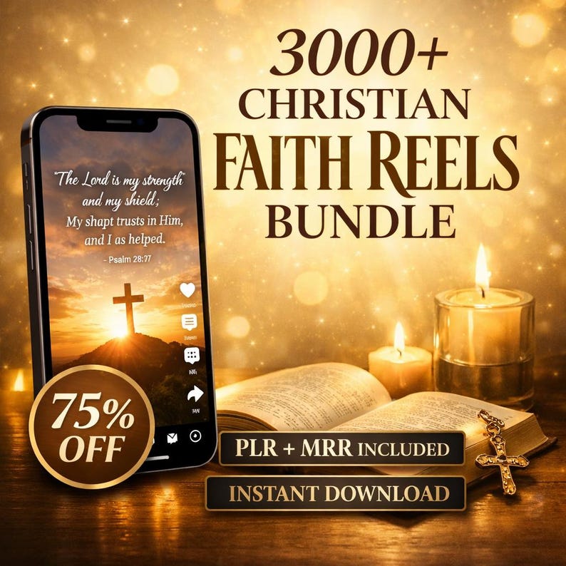 3000+ Christian Faith Reels Bundle | Bible Quotes & Motivational Videos | Faceless Social Media Content PLR MRR | Affirmation Templates