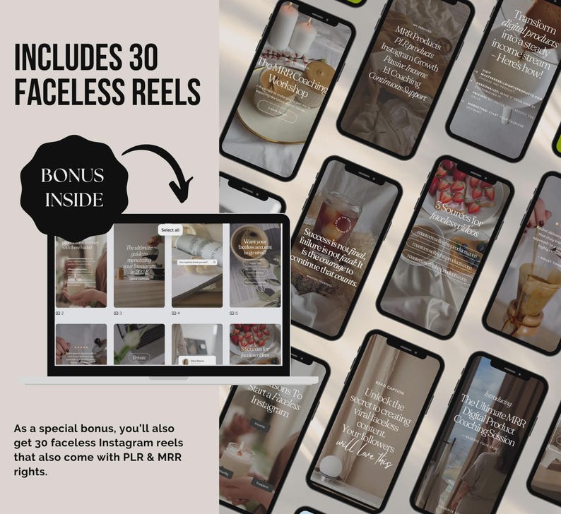 25,500+ Faceless Reels Bundle with PLR & MRR, Ready-To-Resell Digital Product Vault, Private Label Rights, Canva Editable, Faceless Video