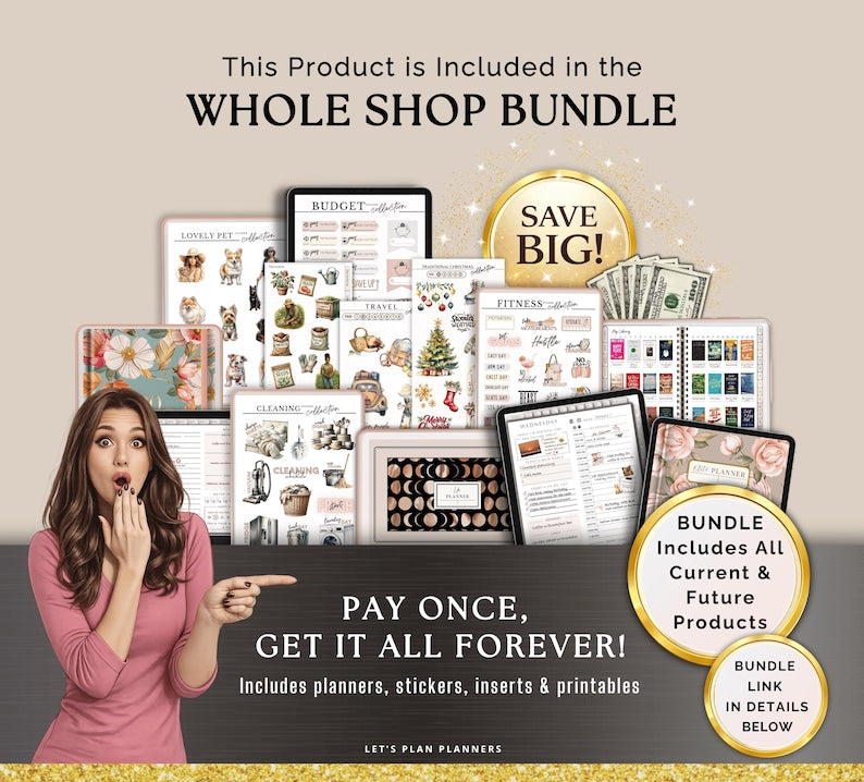 SHOP BUNDLE 2026 Digital Planner GoodNotes iPad Template Android Notability Journal Stickers Printables & Inserts