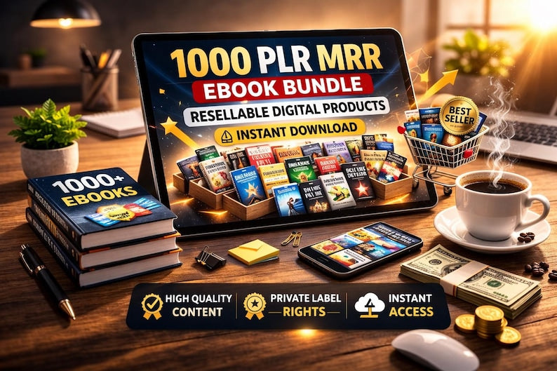 1000 PLR MRR Ebook Bundle, Resellable Digital Products (Instant Download)