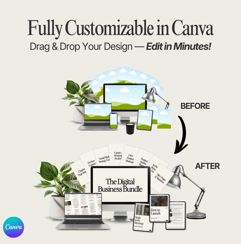 800+ Canva Mockup Templates Bundle: Digital Product Mockups (PLR/MRR)
