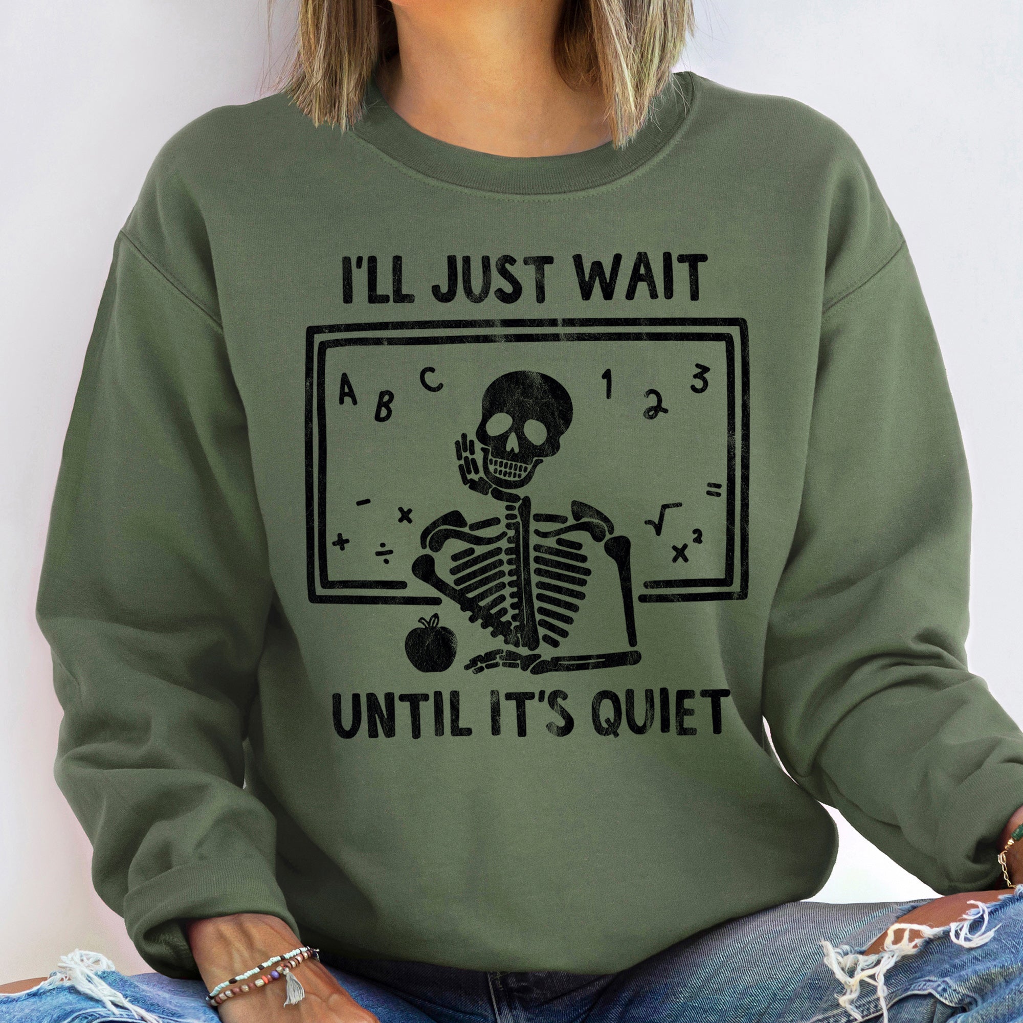 I'll Just Wait Halloween Graphic Somber Midnight Moonlight Ghosts Limited Edition Sweatshirt