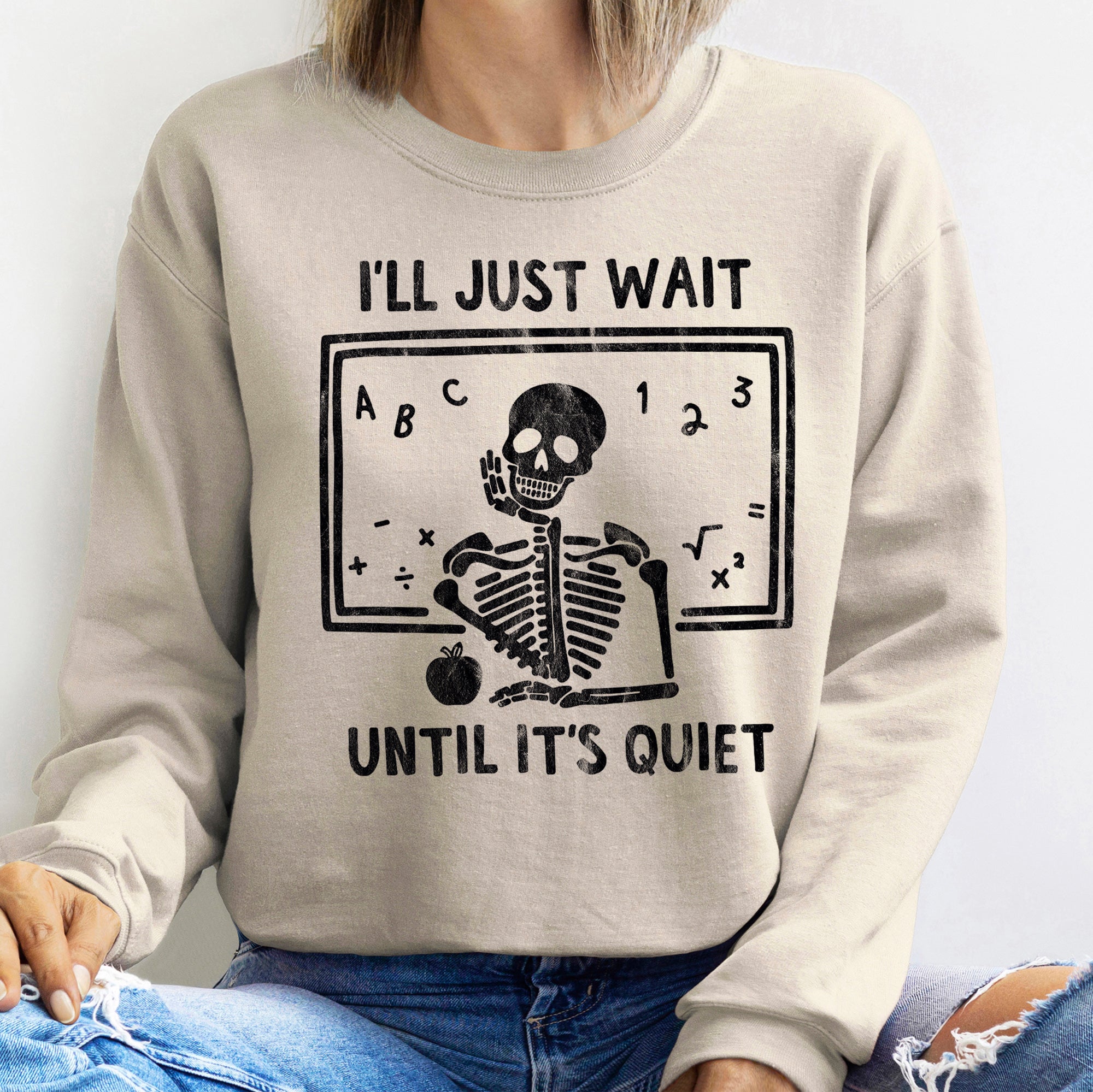 I'll Just Wait Halloween Graphic Somber Midnight Moonlight Ghosts Limited Edition Sweatshirt