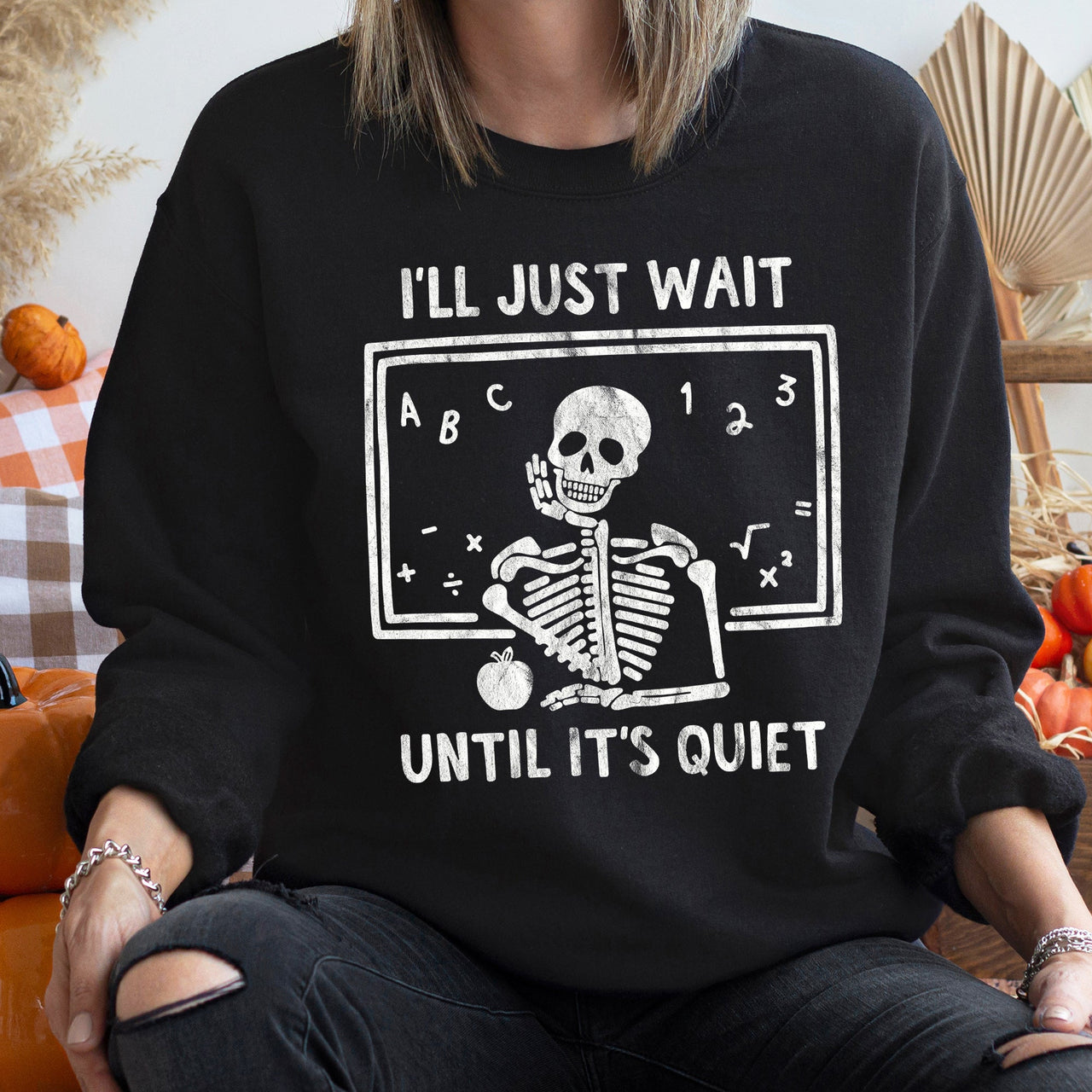 I'll Just Wait Vintage Halloween Cozy Fleece Midnight Moon Design Edition Sweatshirt