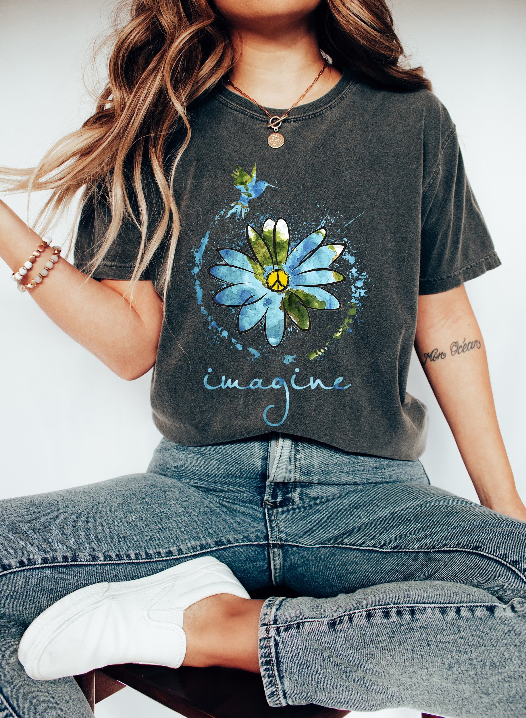 Imagine Peace Watercolor Print Deluxe Edition Limited Release Comfort Colors Tee