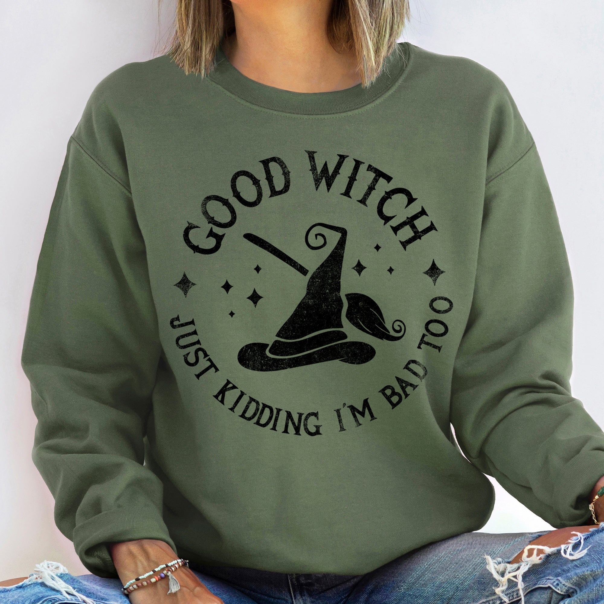 Good Witch Halloween Spirit Graphic With Soft Brushed Fleece For Cozy Comfort Sweatshirt