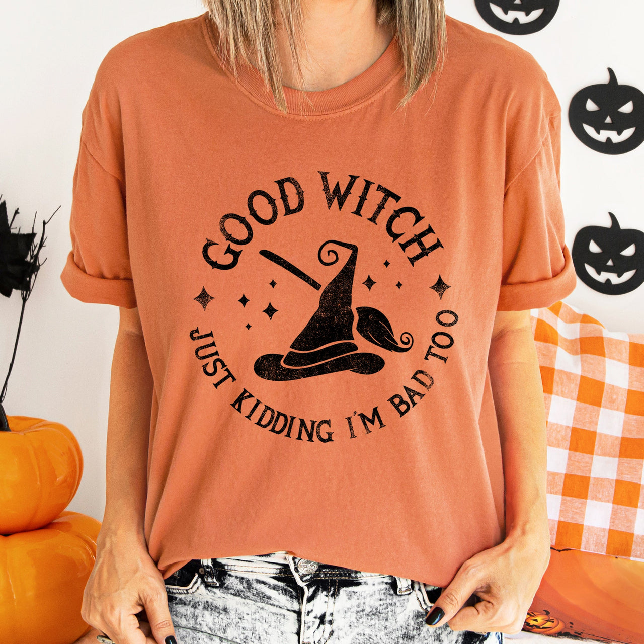 Good Witch Retro Halloween Limited Edition Deluxe Midnight Harvest Comfort Colors Tee